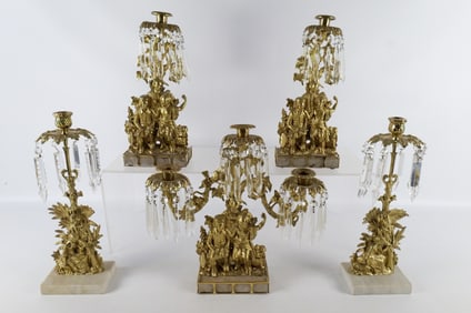 Lot of 19th Century Brass Gondola Candlesticks