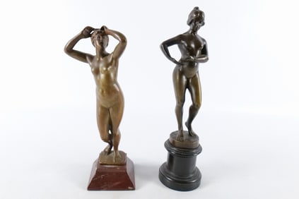 Lot of 2 Bronze Nude Woman Statues