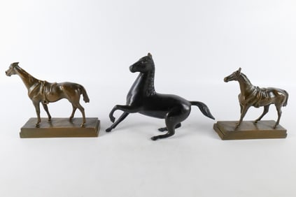 Lot of 3 Bronze Horse Figurines
