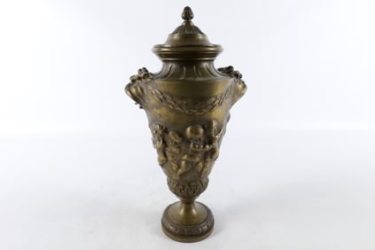 Bronze Figural Urn with Lid