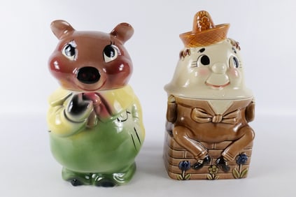 Lot of 2 Vintage Ceramic Cookie Jars
