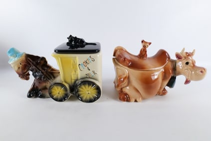 Lot of 2 Vintage Ceramic Cookie Jars