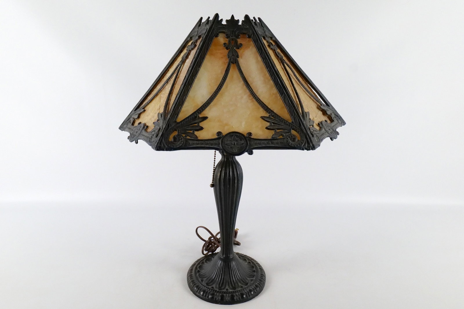 Vintage Brass Slag Glass Lamp (1 of 9)