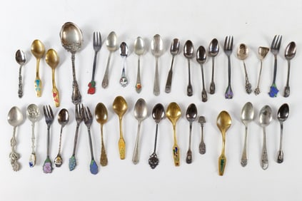Lot of Silverplate Souvenir Spoons and Forks
