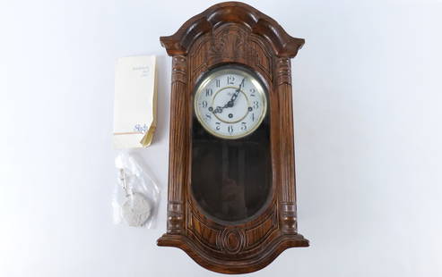 Slegh Regulator Clock with Westminster Chime: Slegh Regulator Clock with Westminster Chime in Oak Cabinet. New Condition. Comes with Pendulum and Paperwork. Measures 20.5" long x 11.25" wide. All invoices must be paid within 24 hours of the sale.