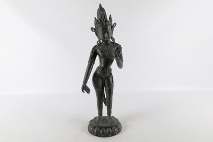 Mixed Metal with Bronze Patina Deity Statue
