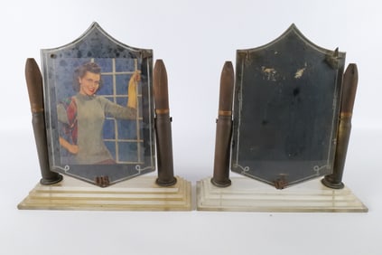 Lot of 2 Vintage Trench Art Military Sweetheart Frames