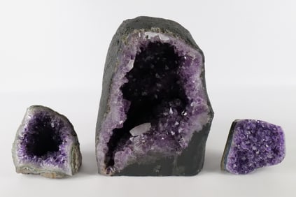 Lot of 3 Amethyst Geodes