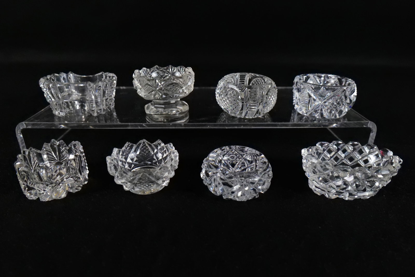 Lot of 8 Antique Cut Glass Table Salt Cellars (1 of 10)