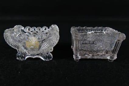 Lot of 2 Antique Pressed Glass Open Master Salt Cellars