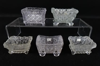 Lot of 5 Antique Pressed Glass Open Master Salt Cellar's