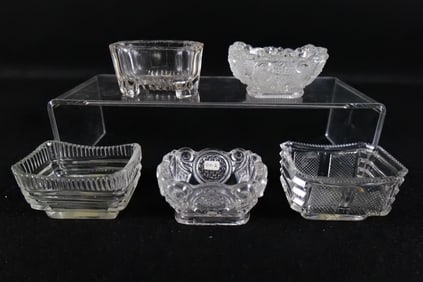 Lot of 5 Antique Pressed Glass Open Master Salt Cellar's