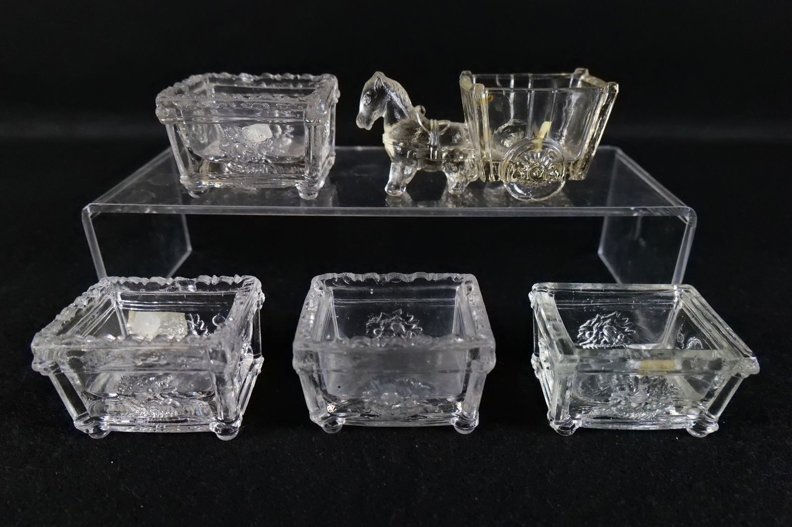 Lot of 5 Antique and Vintage Pressed Glass Open Master Salt Cellar's (1 of 16)