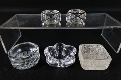 Lot of 5 Antique and Vintage Clear Glass Salt Cellars