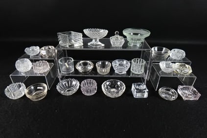 Lot of 25 Antique Clear Cut and Pressed Glass Salt Cellars