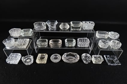 Lot of 25 Antique Clear Cut and Pressed Glass Salt Cellars