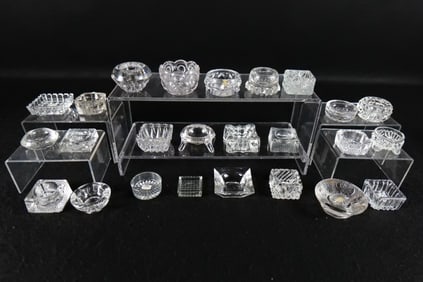 Lot of 25 Antique Clear Cut and Pressed Glass Salt Cellars