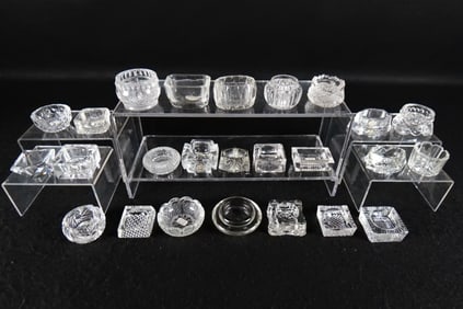 Lot of 25 Antique Clear Cut and Pressed Glass Salt Cellars