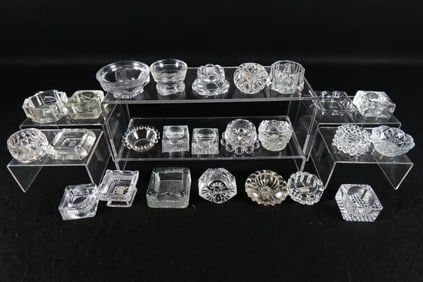 Lot of 25 Antique Clear Cut and Pressed Glass Salt Cellars