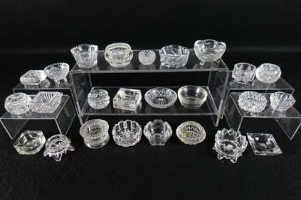 Lot of 25 Antique Clear Cut and Pressed Glass Salt Cellars