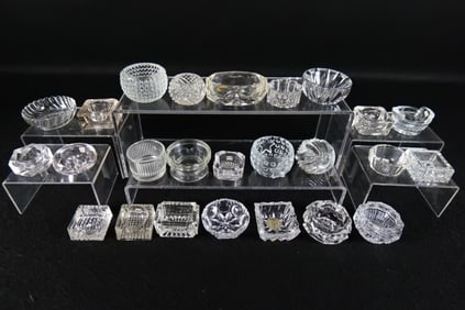 Lot of 25 Antique Clear Cut and Pressed Glass Salt Cellars