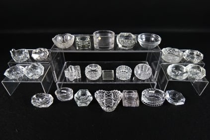 Lot of 25 Antique Clear Cut and Pressed Glass Salt Cellars