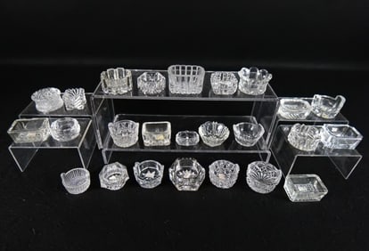 Lot of 25 Antique Clear Cut and Pressed Glass Salt Cellars