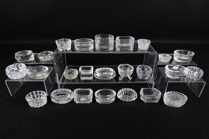 Lot of 25 Antique Clear Cut and Pressed Glass Salt Cellars