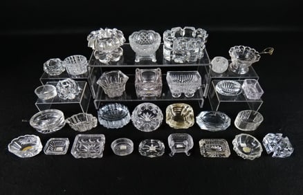 Lot of 30 Antique Clear Cut and Pressed Glass Salt Cellars