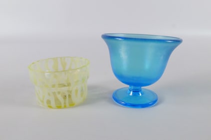 Lot of 2 Colored Glass Salt Cellars