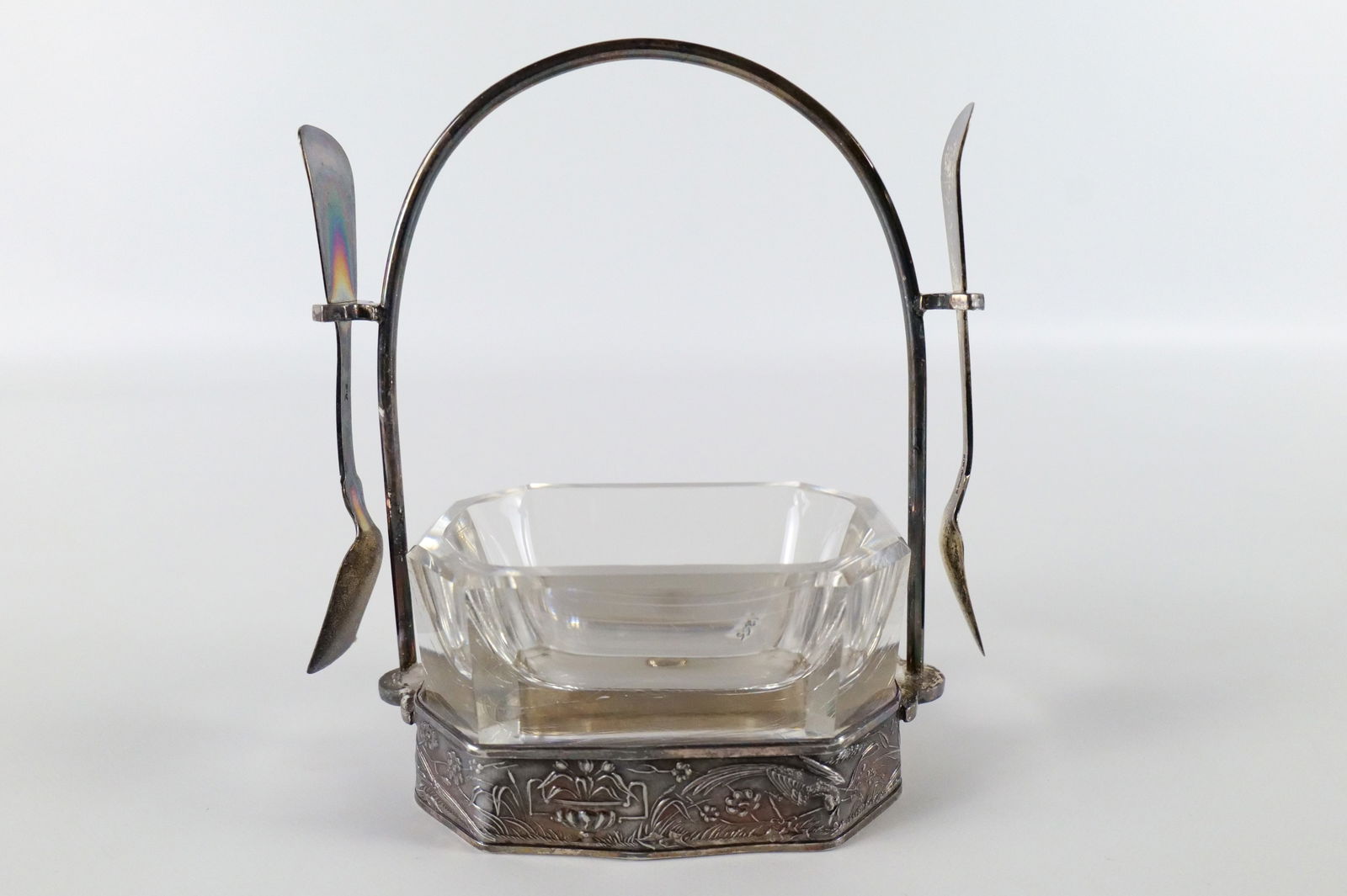 Antique Silver Plate Master Salt Cellar with Bird Design (1 of 9)