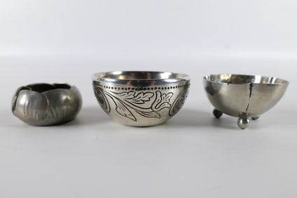 Lot of 3 Vintage Silver Salt Cellars