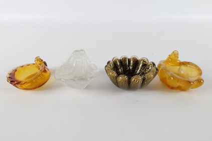Lot of 4 Art Glass Master Salt Cellars