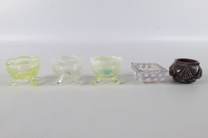 Lot of 5 Antique Glass Salt Cellars