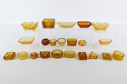 Lot of 22 Amber Colored Open Salt Cellars