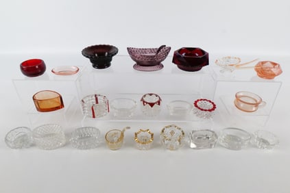 Lot of 23 Mixed Colored Open Salt Cellars and Master Salts