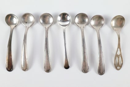 Lot of 7 Sterling Salt Spoons