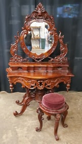 Victorian Style Heavily Carved Vanity