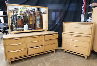 Huntley Mid Century Modern Blonde Oak Bedroom Suite