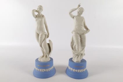Lot of 2 Wedgwood Blue and White Jasperware Figurines