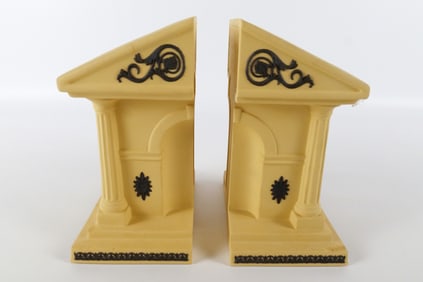 Wedgwood Black and Cane Jasperware Library Collection Bookends