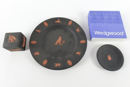 Lot of 3 Wedgewood Black Jasperware and Terracotta Pieces