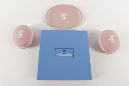 Lot of 3 Wedgwood Pink and White Jasperware Pieces - Dancing Hours