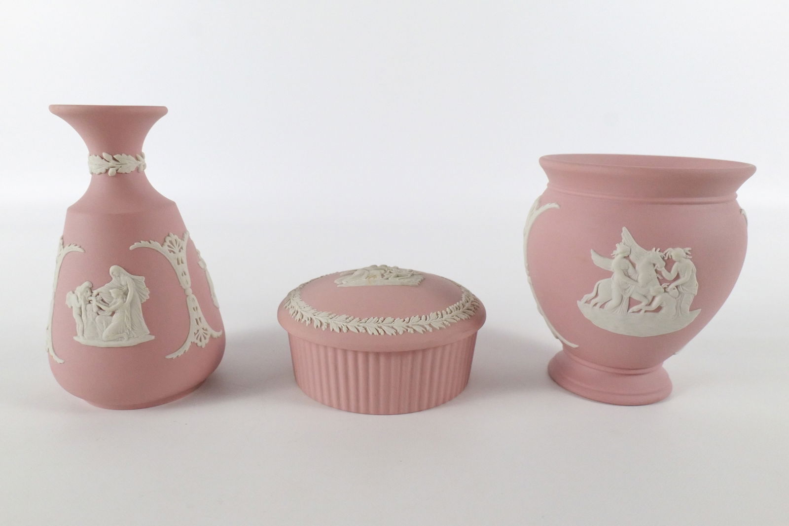 Lot of 3 Wedgwood Pink and White Jasperware Pieces (1 of 13)