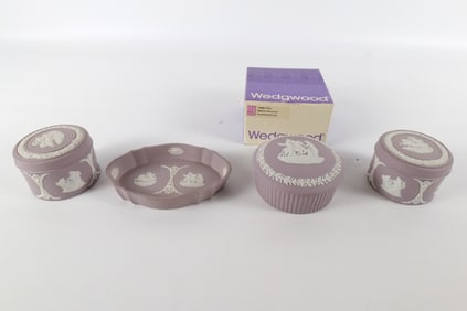 Lot of 4 Wedgwood Lilac and White Jasperware Pieces