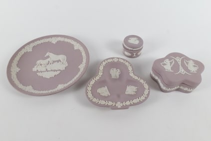 Lot of 4 Wedgwood Lilac and White Jasperware Pieces