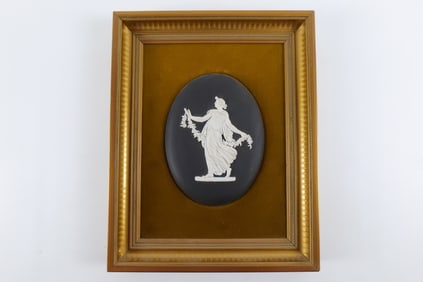 Framed Wedgwood Black Jasperware Dancing Hours Plaque