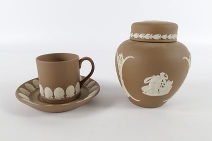 Lot of 3 Wedgwood Brown/Taupe Jasperware Pieces