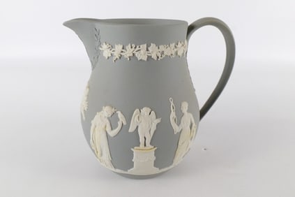 Wedgwood White on Grey Jasperware Milk/Water Pitcher