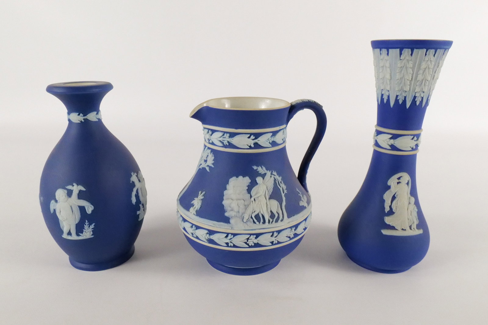 Lot of 3 Wedgwood Cobalt Blue Jasperware Pieces (1 of 13)